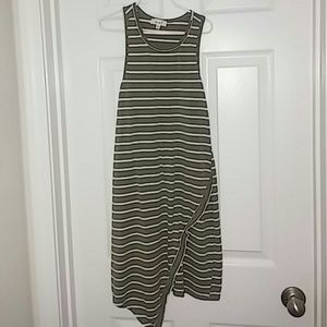 Green and white casual dress